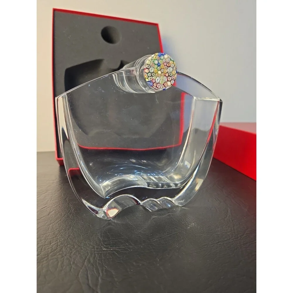 Baccarat Crystal Oceanie Vase Millefiori Cylindrical Stopper Flower Vase